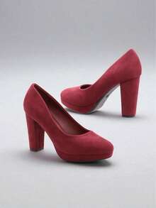 Elegant Solid Color Pumps For Work And Party - Burgundy - View 1