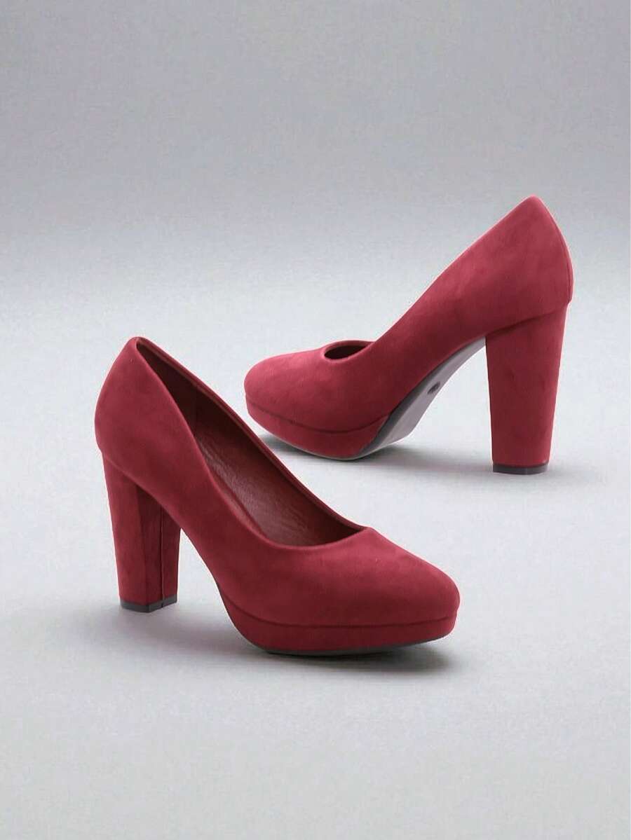 Elegant Solid Color Pumps For Work And Party - Burgundy - View 1