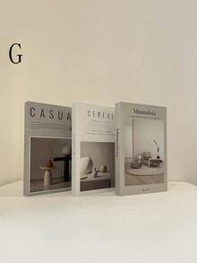 3Pcs Minimalist Faux Book Set, Black White Decorative Books For Home Decor, Hotel Villa Bookshelf Desk Display Prop - Multicolor - View 9