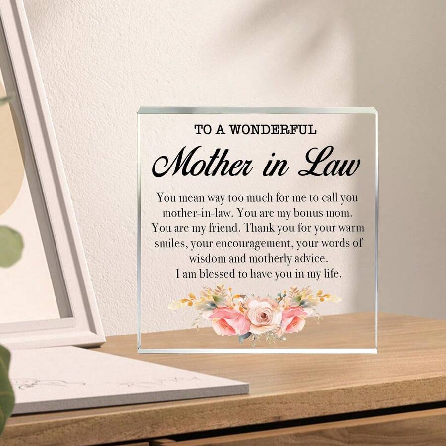 2D płaski 1 szt. Przemyślany prezent dla teściowej: Dziękujemy za Twój ciepły uśmiech i wsparcie - prezent na urodziny, Dzień Matki, Święto Dziękczynienia, odpowiedni dla mamy, kobiet - do domu, biura, na imprezę - nie wymaga prądu, lekki i łatwy do czyszczenia - nostalgiczna pamiątka, klasyczny design, trwały materiał, dekoracyjna ozdoba