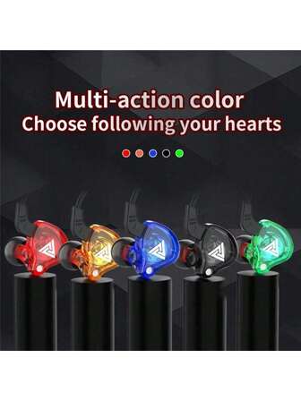 QKZ FiLe Yüksek Kaliteli Kulak İçi Kulaklık, Mikrofonlu Kablolu Kulaklık, Subwoofer Gürültü Geçirmez, Oyun ve Müzik Monitörü, Plastik, 120 cm/47,24 inç Kablo, Canlı Renk Tasarımı