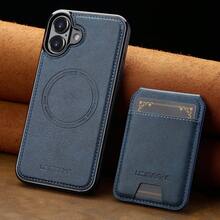 OUKNOEO 可拆卸磁吸无线充电仿皮手机壳，兼容 17 Air 16e 15 14 13 Pro Max S26 S25 Edge S24 Ultra Plus A37 A57 Pixel 10 9 8 7，带卡盒，3 个卡槽，防盗刷卡包 - 藍色 - 查看 59