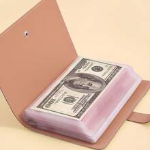 [Leather Currency Album] 50 Sleeves Large Capacity A6 Three-Ring Faux Leather Album For Currency Collection | Rectangular Banknote Storage Box For Coins, Stamps And Cards - Multicolor - View 5