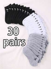 1/15/30双装女士薄款透气舒适防臭短袜，蝴蝶结设计，休闲纯色，适合夏季、春季、秋季、冬季，圣诞礼物 - 彩色 - 查看 1