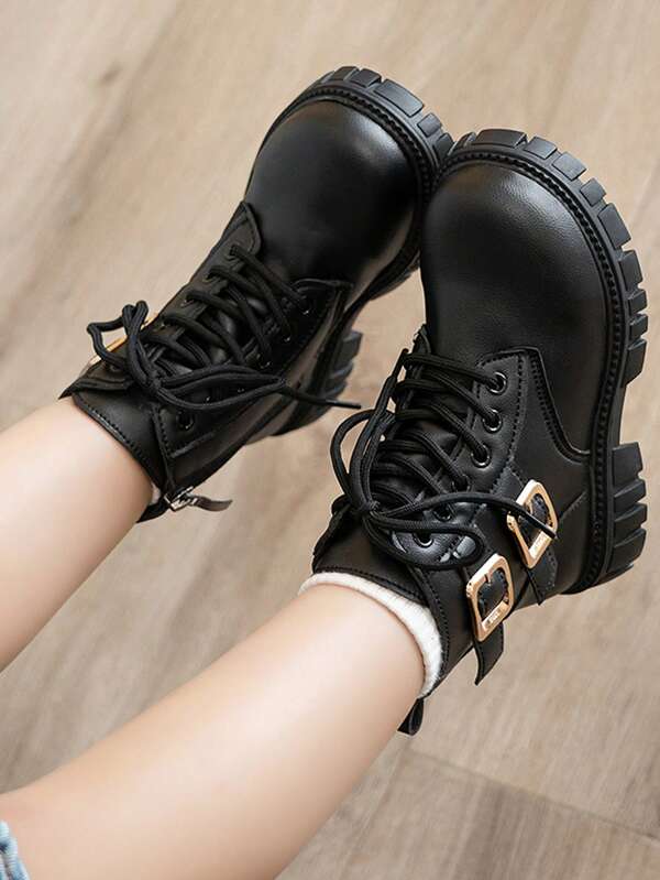 Girls' Boots, Autumn/Winter, PU Leather, Anti-Slip Sole, Black, Popular Kids' Style