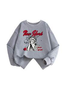 两件套青少年男童街头时尚雕像图案印花宽松圆领卫衣+雕像印花运动裤套装，男童纯色圆领卫衣，适合日常穿着、派对、学校、音乐节、度假、通勤。可作为礼物送给家人、男友、女友、朋友。 - 彩色 - 查看 3