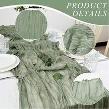3pcs Cheese Cloth Table Runner, Runner Gauze Boho Wedding Decor Romantic Table Cloth, Suitable For Wedding, Birthday Party (35 Inches X 118 Inches), Mixed Colors - Color Mixing - View 5