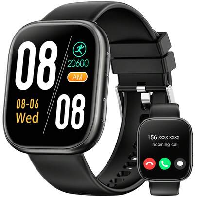 Hwagol 2025升级版智能手表（支持通话/拨号），1.85英寸显示屏，230mAh电池容量，男女通用，健身追踪器，多种运动模式，计步器，卡路里计数器，睡眠监测，心率监测，兼容安卓和iOS系统