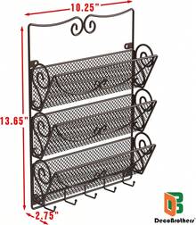 Deco Brothers Wall Mail Organizer With 5 Key Holder, 3 Tier, Bronze - 1 - View 5