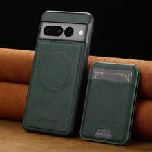 OUKNOEO 可拆卸磁吸无线充电仿皮手机壳，兼容 17 Air 16e 15 14 13 Pro Max S26 S25 Edge S24 Ultra Plus A37 A57 Pixel 10 9 8 7，带卡盒，3 个卡槽，防盗刷卡包 - 綠色 - 查看 35