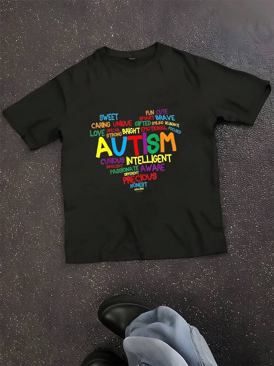 Autism Heart Autism Awareness Proud Autism Mom Gifts Family T-Shirt - Autism Mom Shirt, Autism Aware - màu đen - Xem 1
