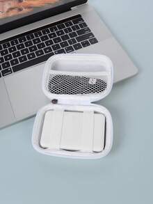 EVA Leather Earphone Case, Data Cable, Charger, USB Drive, USB Shield Hard Shell Protective Storage Box, Shock-Proof And Pressure-Resistant. PU Leather Candy Color Scratch-Resistant Portable Printer Storage Box. Small Camera Protective Case. Travel Essentials Charger Case Digital Camera Accessories Cable Organizer Electronic Organizer Storage Bag Waterproof For Travel For Tech For Women For Men - White - View 3