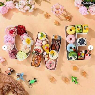 Vibrant Numerical Shapes, 1 Dessert Tray, Numbers 0-9 And 26 English Letters, Fruit And Candy Display Stands For Birthdays, Anniversaries, Weddings, Graduation Ceremonies, Christmas And Valentine's Day - Ideal Dining Table Decoration