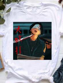 2024 Summer Kroean Style Clothes Kpop  August D T Shirt Women  Tshirt 90s Fans T-Shirt Femme Tops Female White T-Shirt - 白色 - 查看 1