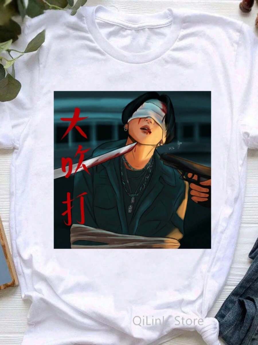 2024 Summer Kroean Style Clothes Kpop  August D T Shirt Women  Tshirt 90s Fans T-Shirt Femme Tops Female White T-Shirt - 白色 - 查看 1