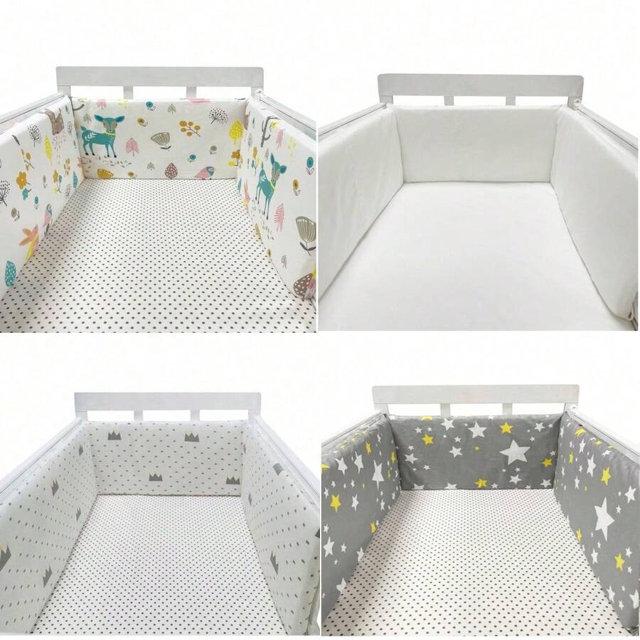 AIBOYING 1pc Baby & Toddler Bed Rail, 4-Season Crib Bumper, Infant Bed Guard, Removable & Washable Anti-Collision Bed Fence, Gift For Girls & Boys - Multicolor - View 1