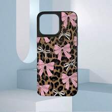 1 Pc Leopard Print And Pink White Bow Pattern Card Holder Phone Case, Leather Phone Case, Wallet-Style Phone Case, Multi-Functional Phone Case That Can Store Credit Cards, Bank Cards And Coins, Compatible With Galaxy Series Phones (Including S25, S24, S23, S22) And 17 Pro Max Case 16, 15, 14, 13, 12, 11 Pro Max, It Adopts A Durable Dual Protection Design. - 黑色 - 查看 1