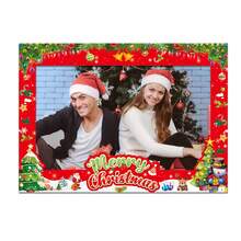 1pc Christmas Photo Frame+32pcs Handheld Photobooth Props, Red Christmas Decoration, Funny Photo Frame Paper, Handheld Photo Props, Party Supplies Set, Used For Taking Photos At Parties And Gatherings With Friends And Family