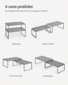 SONGMICS Especiero, Estante para Especias, Organizador para Armarios, Apilable, Ampliable, Juego de 2 Estantes Metálicos, Plata MKCS401G01 - Tinta negra - Ver 3