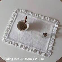 1件/6件韩式Ins风格心形蕾丝小餐巾餐垫杯垫多用途防尘罩餐垫