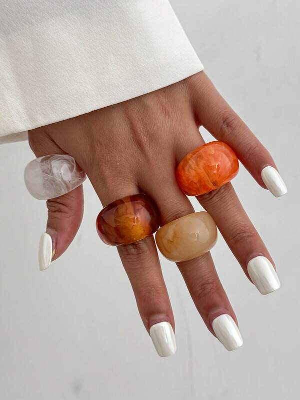 1pc Boho Geometric Teardrop Resin Ring, Elegant Luxury, Suitable For Vacation, Party, Wedding, Casual Daily Wear, Women's Couples Holiday Birthday Charming Jewelry Gift