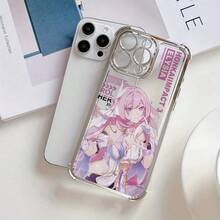 Funda de Teléfono Creativa de Alta Gama para Chica de Juego de Dibujos Animados Elysia, Compatible con iPhone 16, 16e, 15, 14, 13, 12 Mini, 11 Pro Max, X, XR, XS MAX, 8, 7 Plus, Marco Plateado, Cubierta Trasera Transparente a Prueba de Golpes, Estilo de Lujo Simple - transparente - Ver 5