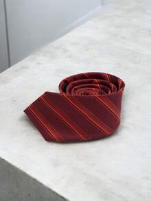 Luxury Men's Skinny Ties Polyester Silk Solid Polka Dot Striped Check Skinny Jacquard Groomsman Tie - 玫瑰紅 - 查看 3