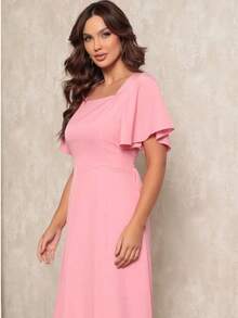 Women's Short Sleeve Princess Elegant Midi Dress - Rosa bb - 查看 1