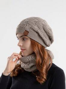 Women's 3 PiecesHat, Scarf And Gloves Set / 2-Piece Hat And Scarf Set / Single Women's Knitted Beanie Hat With Ear Warmer, Autumn/Winter Valentines Gift - 9983-3 - View 5