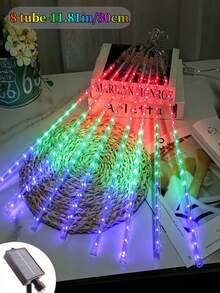 Outdoor Christmas Lights Meteor Shower Lights 8 Tubes 192/288LED Snow Falling Rain Drop Light -IP65 Waterproof, Dripping Icicle String Light For Christmas Tree Decorations Xmas Wedding Party, Blue,Multicolor,Warm White,White - Solar Led String Light - View 15