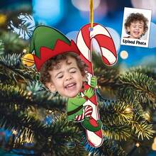 1 pieza Adorno de foto personalizado, decoración navideña personalizada, recuerdo de acrílico divertido, regalo navideño reflexivo para la familia, nuevas mamás, nuevos papás, adorno único para el árbol de Navidad - Multicolor - Ver 4