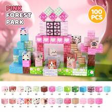 100PCS STEM Magnetic Building Blocks & Tiles – Pink Forest Park DIY 3D House And Tree Scene With Cute Character Cubes – Imaginative Construction Toy, Creative Birthday & Christmas Gift - 100 CHIẾC - Xem 11