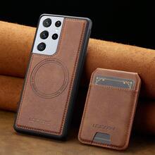 OUKNOEO 可拆卸磁吸无线充电仿皮手机壳，兼容 17 Air 16e 15 14 13 Pro Max S26 S25 Edge S24 Ultra Plus A37 A57 Pixel 10 9 8 7，带卡盒，3 个卡槽，防盗刷卡包