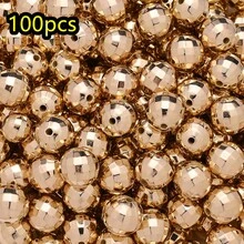 4Amazonia 20/30/50/100 hạt bóng disco cổ điển dễ thương phản chiếu màu bạc hạt tròn cho vòng tay tự làm vòng cổ bông tai làm - Vàng - Xem 15