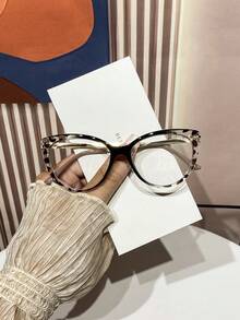 1 Pair Women's PC Classic Retro Cat Eye Full Frame Fashion Flat Glasses, Suitable For Street Style, Photography, Music Festivals - Multicolor - View 2