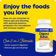 Enzymedica, Digest Basic + Probiotics, Gentle Digestive Enzymes With 400 Million CFU Active Cultures Per Capsule, 90 Count - Tên hương vịA - Xem 3