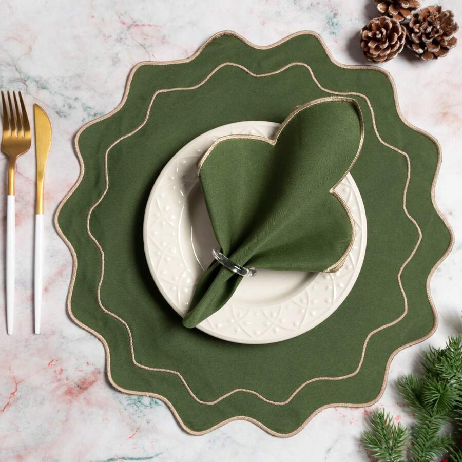 Placemat Kit, Embroidered Placemat, Round/Rectangular Table Placemat And Napkins - Denver - View 1