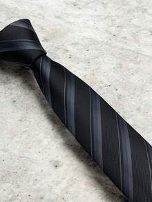 Luxury Men's Skinny Ties Polyester Silk Solid Polka Dot Striped Check Skinny Jacquard Groomsman Tie - 灰色 - 查看 4
