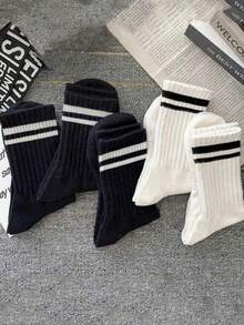 5 双男士百搭轻便舒适个性化字母印花中筒袜（1/2/3/4/5/6/10/20 双） - 彩色 - 查看 4