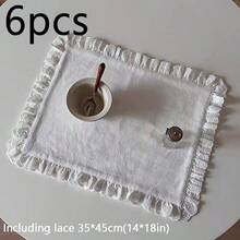 1件/6件韩式Ins风格心形蕾丝小餐巾餐垫杯垫多用途防尘罩餐垫