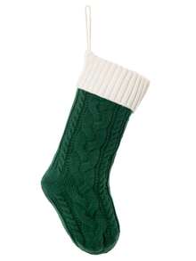 1件装圣诞袜经典麻花针织套装，大号经典壁炉挂袜，家庭节日派对圣诞装饰袜