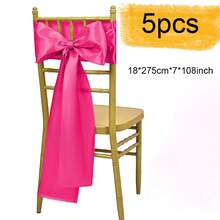 5 件缎面椅子饰带 7x108 英寸适用于婚礼派对宴会仪式餐厅活动派对婚礼装饰缎面椅子蝴蝶结、圣诞节装饰万圣节装饰（多种颜色可选） - 多色18*275cm(5pcs) - 查看 15