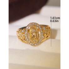 1pc Exquisite Virgin Mary Inlaid Shiny Cubic Zirconia Ring For Women Hip-Hop Daily Wear Couple Jewelry - 戒指 - 查看 6