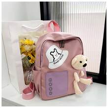 Women's Backpack Random Shipment Model Small Girl With Teddy Bear Decoration Cute Casual Backpack - 粉色 - 查看 5