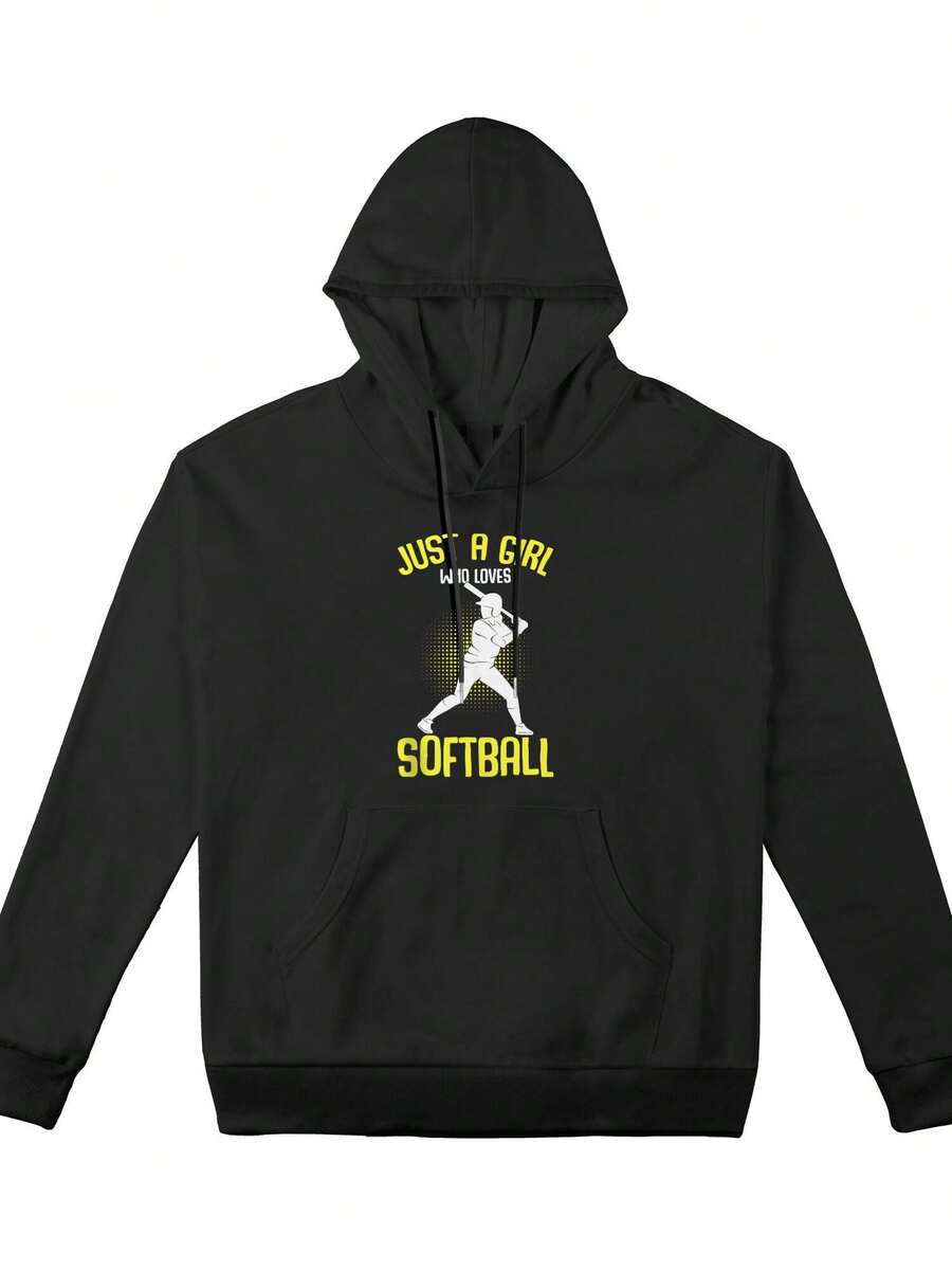 Women's Plus-Size Sweatshirt, Just A Girl Who Loves Softballcasual Style Sweatshirt, A Must-Have For Daily Travel, Suitable For All Seasons.