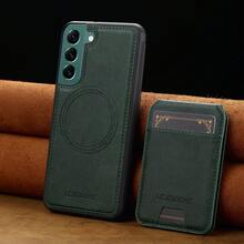 OUKNOEO 可拆卸磁吸无线充电仿皮手机壳，兼容 17 Air 16e 15 14 13 Pro Max S26 S25 Edge S24 Ultra Plus A37 A57 Pixel 10 9 8 7，带卡盒，3 个卡槽，防盗刷卡包 - 綠色 - 查看 52