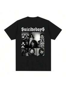 Suicideboy Era Tour Graphics Print T-Shirts For Teen Shirt Tops Harajuku Hip Hop Rock Style T Shirts Unisex Fashion Regular Size Street T Shirt - Black - View 2