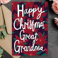 1pc, "Happy Christmas Great Grandma" Christmas Card, Festive Holiday Greeting, Perfect Gift For Family And Friends, Christmas Card For Anyone, Home & Office Stationery