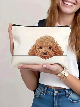 Puppy Pattern Makeup Bag, Beauty Bag, Toiletry Bag, Fashionable And Convenient Outdoor Activity Accessories Mini Bag, Women's Coin Purse, Simple Handbag, Multi-Functional Beauty Bag, Portable Bag, Outdoor Sports Gifts