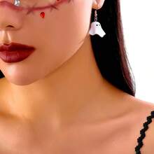 1 Pair Of Halloween Ghost Design Women's Fashionable Jewelry Earrings, Three-Dimensional Cute Ghost Design, Perfect Gift For Holiday Parties, Suitable For Daily And Gift Occasions, All Seasons, Holiday Accessories | Playful Design | Durable Accessories - trắng - Xem 7